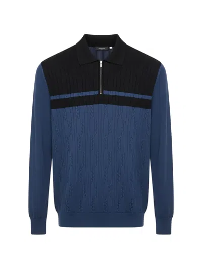 Tombolini Cable-knit Quarter-zip Sweater In Blue
