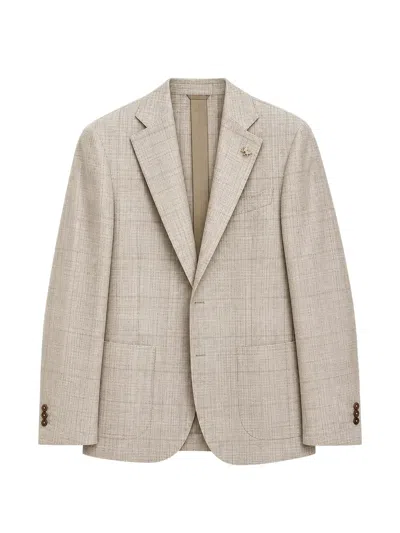 Tombolini Check-pattern Notched-lapel Blazer In Neutral