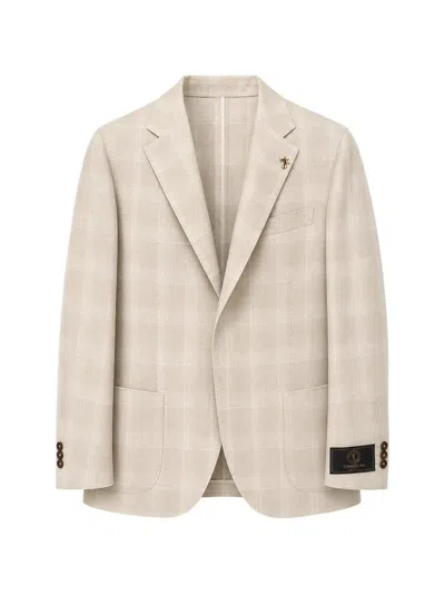 Tombolini Check-pattern Notched-lapels Blazer In Neutral