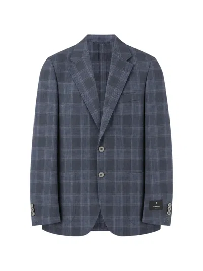 Tombolini Check-pattern Single-breasted Blazer In Blue