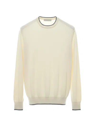Tombolini Contrast-trim Crew-neck Sweater In Neutral