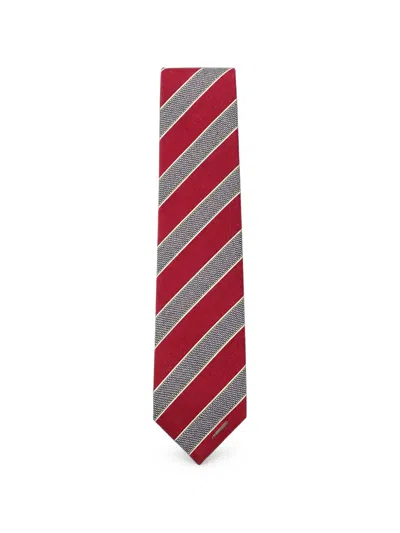Tombolini Diagonal-stripe Silk-blend Tie In Neutral