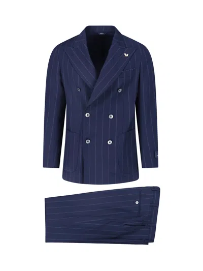 Tombolini Pinstripe-pattern Double-breasted Suit In Blue