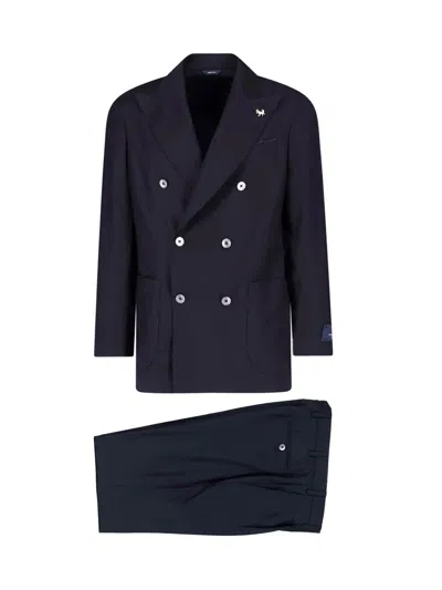 Tombolini Double-breasted Virgin Wool Dress In Blue