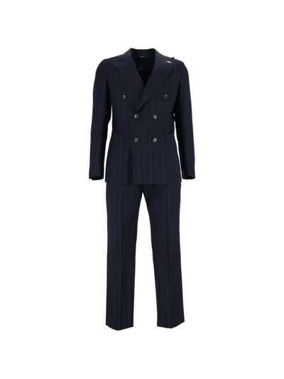 Tombolini Dream Double-breasted Pinstripe Suit In Blue