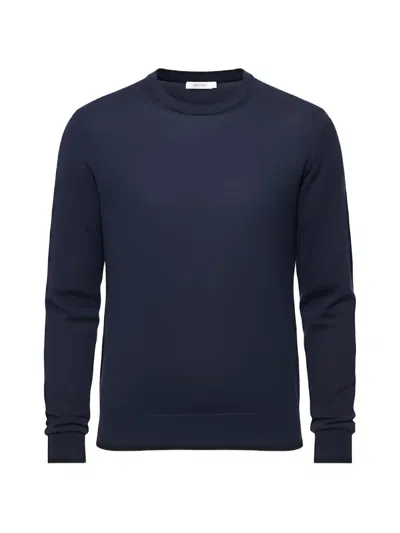 Tombolini Fine-knit Crew-neck Sweater In Blue