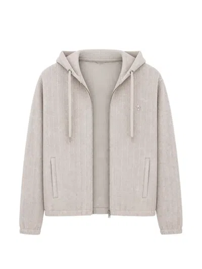 Tombolini Herringbone-knit Zip-up Tracksuit In Neutral