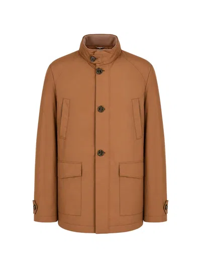 Tombolini High-neck Button-up Jacket In Brown