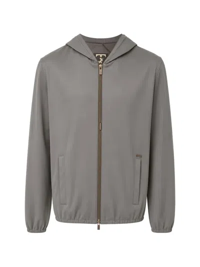 Tombolini Hooded Zip-up Jacket In Gray