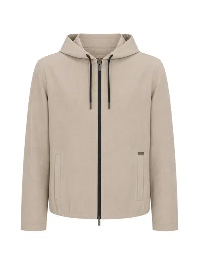Tombolini Hooded Zip-up Jacket In Neutral