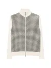 Tombolini Houndstooth-pattern Zip-up Jacket In Neutral
