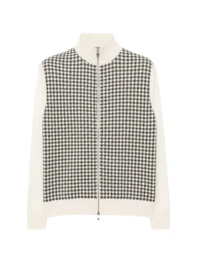 Tombolini Houndstooth-pattern Zip-up Jacket In Neutral
