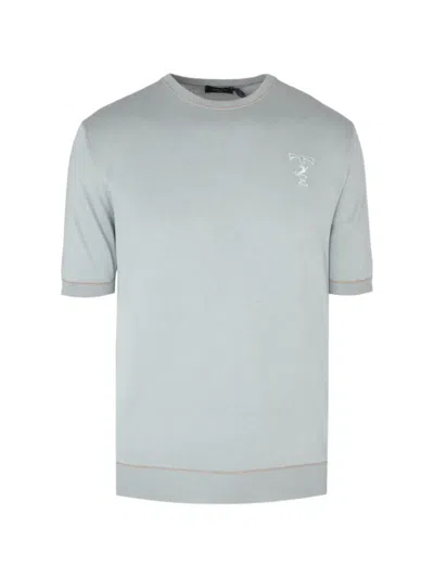 Tombolini Logo-embroidered Short-sleeve Sweater In Blue