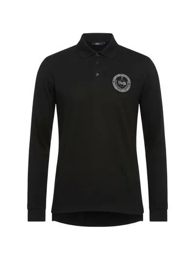 Tombolini Logo-patch Long-sleeved Polo Shirt In Black