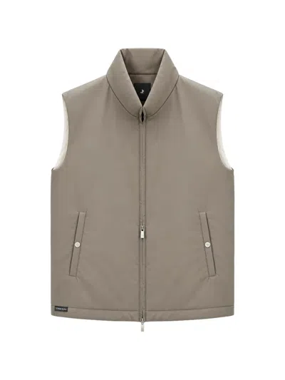 Tombolini Logo-plaque Zip-up Gilet In Gray