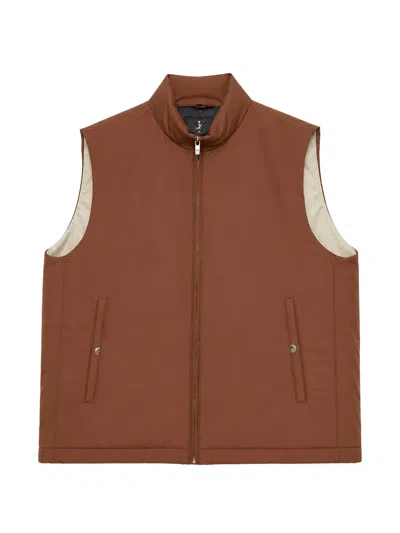 Tombolini Logo-plaque Zip-up Gilet In Brown