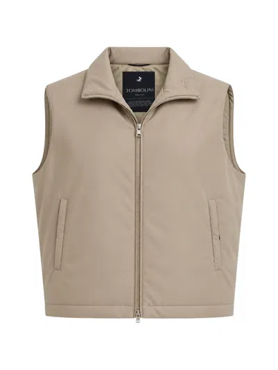 Tombolini Logo-plaque Zip-up Gilet In Neutral