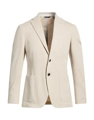 Tombolini Man Blazer Beige Size 42 Cotton, Polyamide In Nude