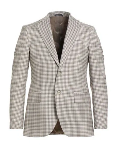 Tombolini Man Blazer Beige Size 48 Virgin Wool In Brown