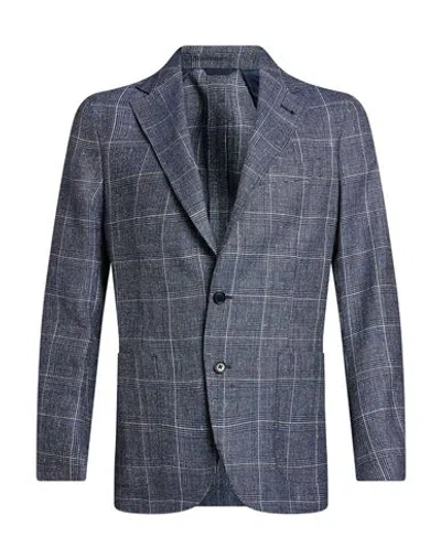 Tombolini Man Blazer Blue Size 36 Virgin Wool, Linen