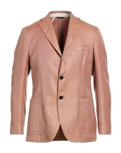 Tombolini Man Blazer Blush Size 48 Wool, Silk, Linen In Blue