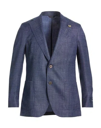 Tombolini Man Blazer Bright Blue Size 40 Wool, Silk, Linen