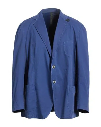 Tombolini Man Blazer Bright Blue Size 52 Cotton, Elastane
