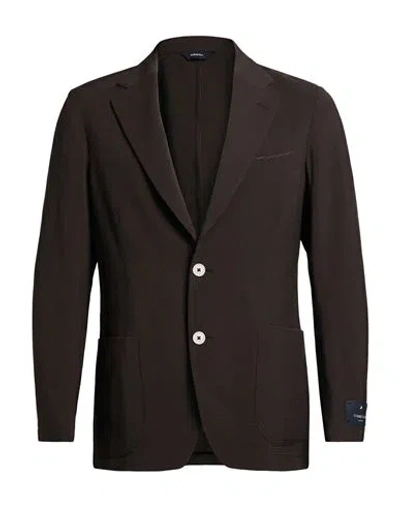 Tombolini Man Blazer Brown Size 40 Virgin Wool, Polyester, Polyamide, Elastane In Multi