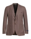 Tombolini Man Blazer Brown Size 40 Wool In Brown