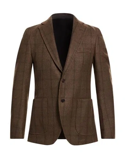 Tombolini Man Blazer Brown Size 46 Virgin Wool