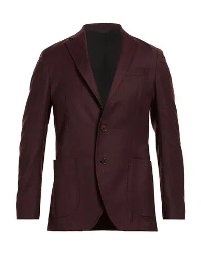 Tombolini Man Blazer Burgundy Size 44 Virgin Wool, Elastane In Red