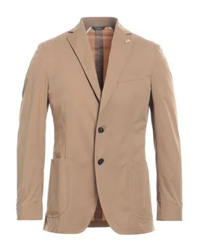 Tombolini Man Blazer Camel Size 40 Cotton, Polyamide, Elastane In Beige