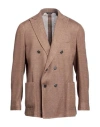 Tombolini Man Blazer Camel Size 44 Linen, Polyester In Beige