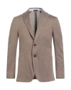 Tombolini Man Blazer Camel Size 46 Virgin Wool, Silk, Linen, Elastane In Multi