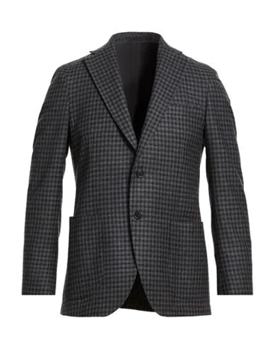 Tombolini Man Blazer Charcoal Size 38 Wool, Cotton In Multi