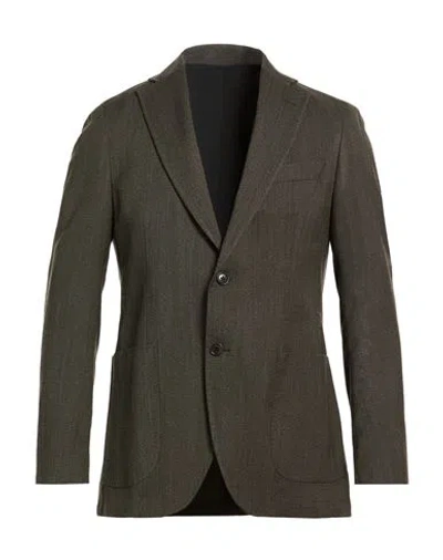 Tombolini Man Blazer Charcoal Size 40 Virgin Wool In Gray