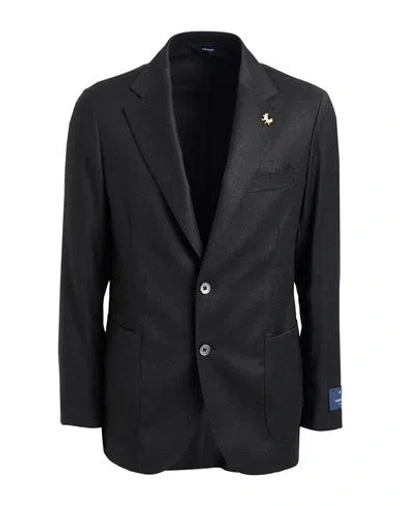 Tombolini Man Blazer Charcoal Size 42 Virgin Wool, Elastane In Black