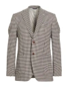 Tombolini Man Blazer Chocolate Brown Size 42 Virgin Wool, Cotton In Gray