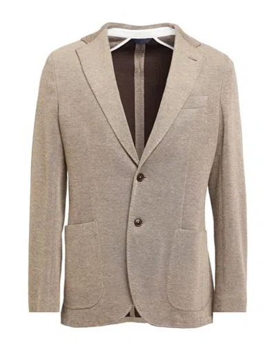 Tombolini Man Blazer Cream Size 42 Cotton In Brown