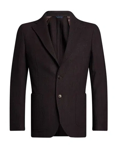 Tombolini Man Blazer Dark Brown Size 36 Wool