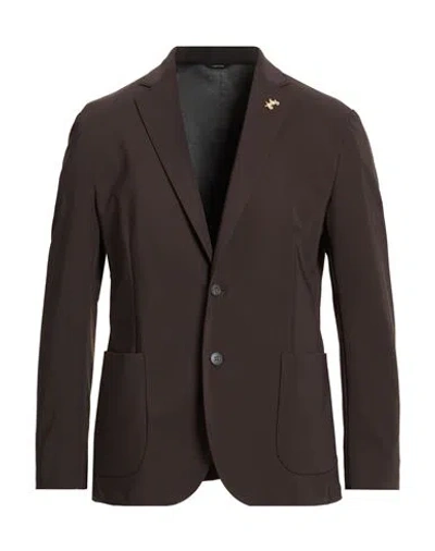 Tombolini Man Blazer Dark Brown Size 40 Cotton, Nylon, Elastane