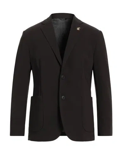 Tombolini Man Blazer Dark Brown Size 40 Cotton, Polyamide, Elastane