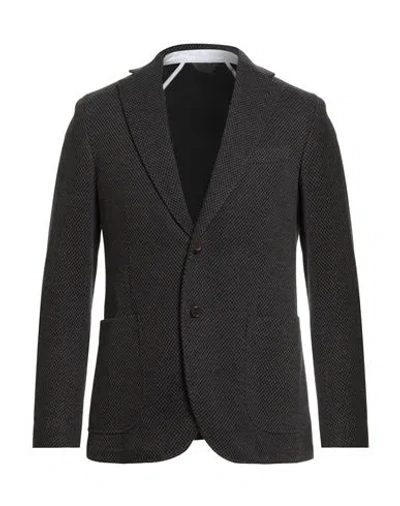 Tombolini Man Blazer Dark Brown Size 44 Cotton, Polyamide In Black