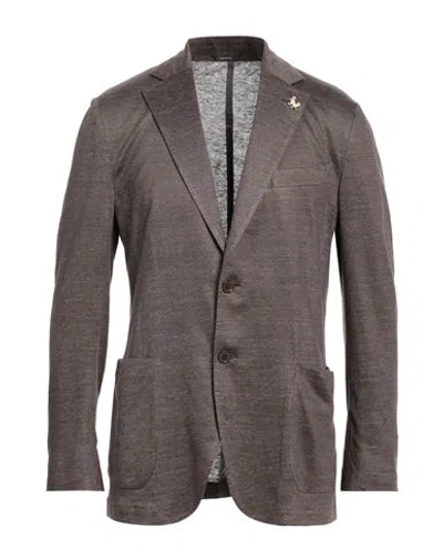 Tombolini Man Blazer Dark Brown Size 44 Linen