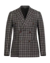 Tombolini Man Blazer Dark Brown Size 44 Linen In Brown