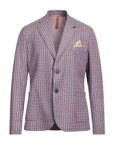 Tombolini Man Blazer Dark Brown Size 46 Wool In Purple