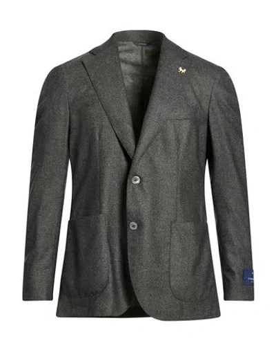 Tombolini Man Blazer Dark Green Size 38 Virgin Wool In Gray