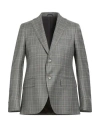 Tombolini Man Blazer Dark Green Size 44 Virgin Wool, Silk, Linen In Gray