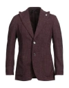 Tombolini Man Blazer Deep Purple Size 42 Virgin Wool, Linen In Purple