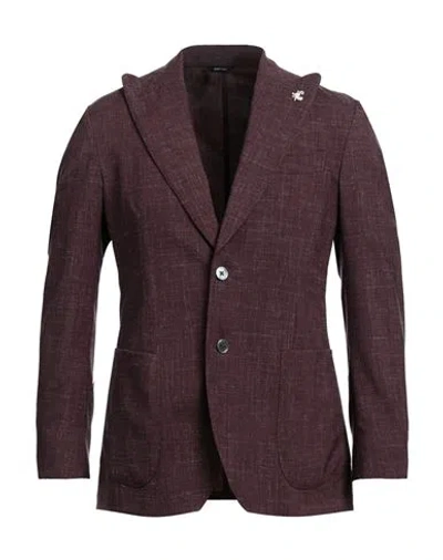 Tombolini Man Blazer Deep Purple Size 42 Virgin Wool, Linen